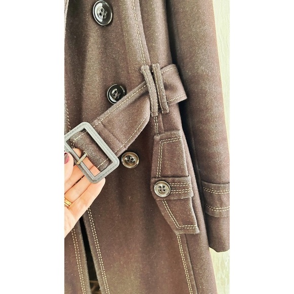 Y2K wool fitted military style trench coat - Picture 5 of 11